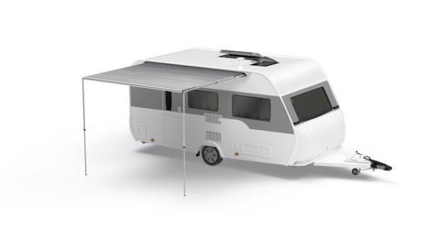 Sackmarkise FIAMMA Caravanstore Evo 450 447 x 250 cm Tuch Fb. royal grey Tasche grau