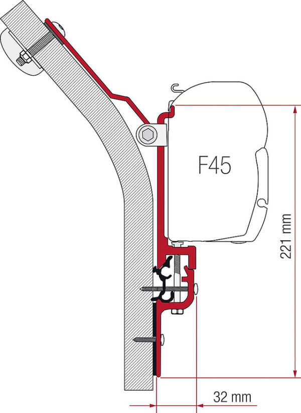 Adapterkit 3-tlg. zu Wandmarkise FIAMMA F45 S/ F45L passend für Eriba Touring