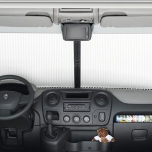 REMIS REMIfront IV Frontscheiben Verdunkelung passend für Renault Master ab 2011, Rahmen grau, Plissee beige