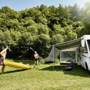 THULE Wandmarkise Omnistor 5200 232 x 180 cm Tuch Fb. Mystic Grey Gehäuse Fb. weiß