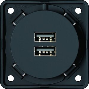 Berker USB Ladesteckdose 2-fach 230 V 3 A Farbe anthrazit matt