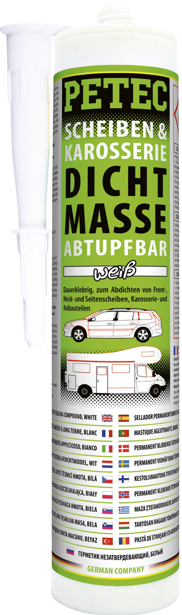 Scheiben- & Karosseriedicht- masse Petec Kartusche, Farbe weiß, Inhalt 310 ml
