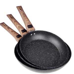 gimex Pfannenset Alu Black Line mit Holzdekor 3-tlg.