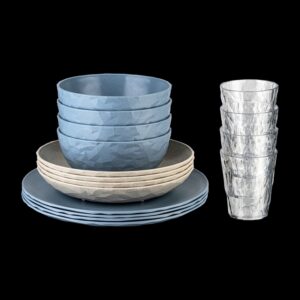 koziol Geschirrset Club Set Göteborg 16-tlg. Farbe nature desert sand / nature flower blue