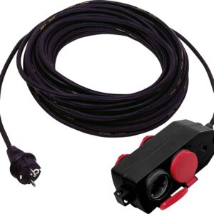 Weingärtner Anschlusskabel 230 V / 16 A mit 4-fach Steckdosenblock Kabellänge 10 m Farbe schwarz