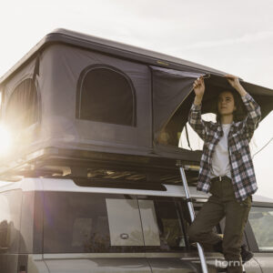 Hartschalen Dachzelt horntools Themis PopUp 140 cm Farbe schwarz / grau