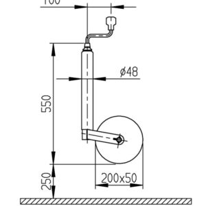 Stützrad AL-KO Plus 200 x 50 mm Vollgummi/Blechfelge