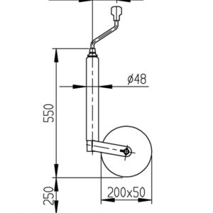 Stützrad AL-KO Plus 200 x 50 mm Vollgummi/Blechfelge