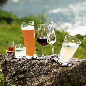 Magnet-Kunststoffgläser silwy SEKT 2er-Set Hightech 150 ml Fb. transparent inkl. 2 Nano-Gel-Pads