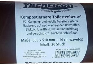 Yachticon Toilettenbeutel kompostierbar f. Klapptoilette Inhalt 20 Stück