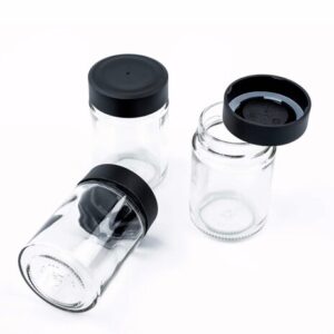 Feinkost-Magnetgläser silwy CLASSY 3er-Set + Magnetleiste 3 Kristallgläser + 3 Pads 192 ml Farbe schwarz