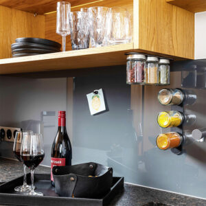 Feinkost-Magnetgläser silwy CLASSY 3er-Set + Magnetleiste 3 Kristallgläser + 3 Pads 192 ml Farbe schwarz