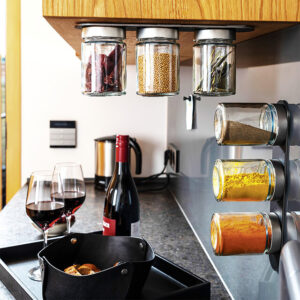 Feinkost-Magnetgläser silwy CLASSY 3er-Set + Magnetleiste 3 Kristallgläser + 3 Pads 192 ml Farbe schwarz