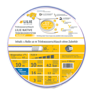 Trinkwasserschlauch Lilie ohne Zubehör, 10 m Rolle Kaltwasser