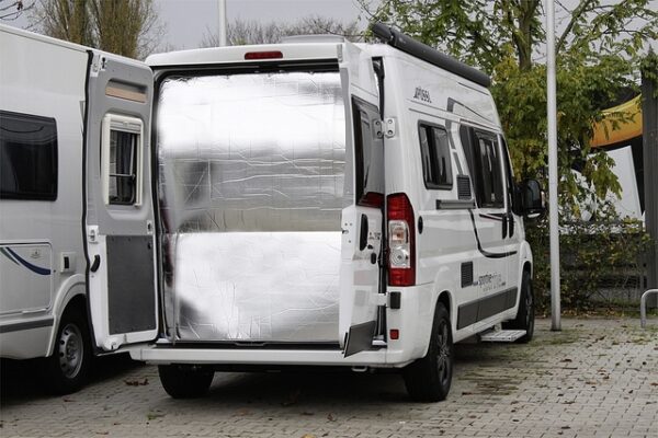 Thermovorhang HINDERMANN passend für Fiat Ducato ab 2007 Hecktür Fb. hellgrau