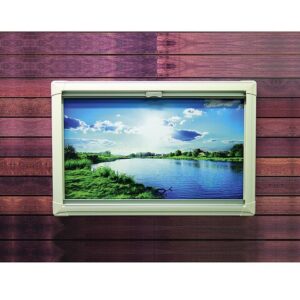 Kombi-Verdunkelung REMIbase II 700 x 400 mm, Farbe Kassette cremeweiß, Plissee hellbeige/ weiß, Insektenplissee schwarz