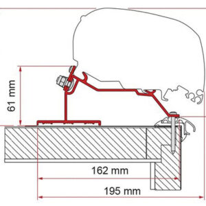Adapter passend für Fiamma Caravan Roof LMC, Detheffs, Fendt, Trigano 370 cm