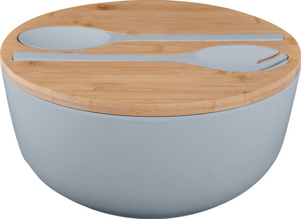 Salatschüssel BRUNNER Greenkick mit Bambusdeckel Durchm. 25 cm Farbe grau
