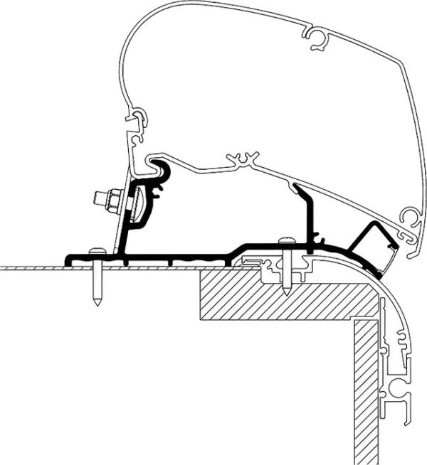 Markisenadapter THULE Dach Caravan Roof Top Adapter LED 550 cm