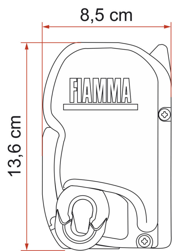 Wandmarkise FIAMMA F45 S ohne Standardhalterung 425 x 250 cm Tuch Fb. royal grey Gehäuse Fb. polar white – Bild 4