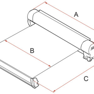 Wandmarkise FIAMMA F45 S ohne Standardhalterung 450 x 250 cm Tuch Fb. royal grey Gehäuse Fb. deep black