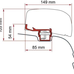 Markisenadapter Fiamma passend für VW T5/T6 für Dachmarkise F40Van -LHD 2 tlg Farbe. deepblack