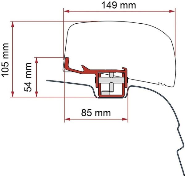 Markisenadapter Fiamma passend für VW T5/T6 für Dachmarkise F40Van -LHD 2 tlg Farbe. deepblack