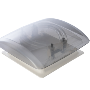 Dachhaube MPK VisionVent S eco 2753 Ausschnitt 28 x 28 cm m- Netz u. Rollo Fb. cremeweiß Haube rauchglas, DS 24-46mm