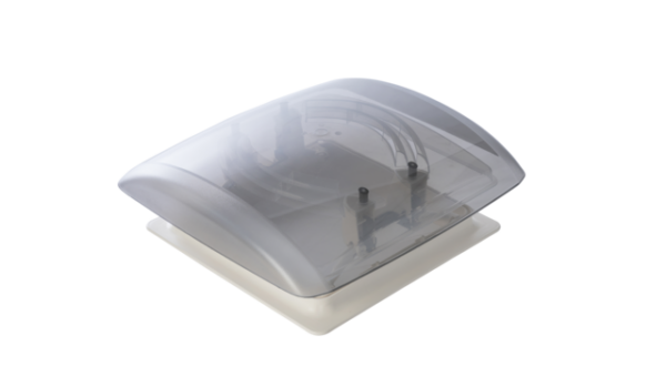 Dachhaube MPK VisionVent S eco 2753 Ausschnitt 28 x 28 cm m- Netz u. Rollo Fb. cremeweiß Haube rauchglas, DS 24-46mm