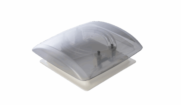 Dachhaube MPK Vision Vent S eco 2753 Ausschnitt 280 x 280 mit Netz u. Rollo, Fb. weiß, Haube Rauchglas, DS 46-72 mm