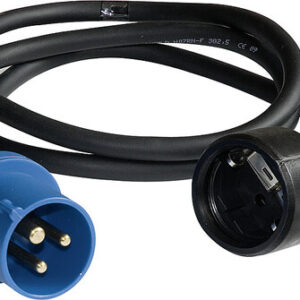 Adapterleitung H07RN-F 3G2,5 Stecker CEE auf Schukokupplung 1,5 m, schwarz