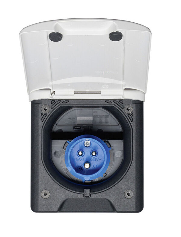 Einspeisungsstecker CEE17 ABL mit Magnetdeckel Farbe anthrazit