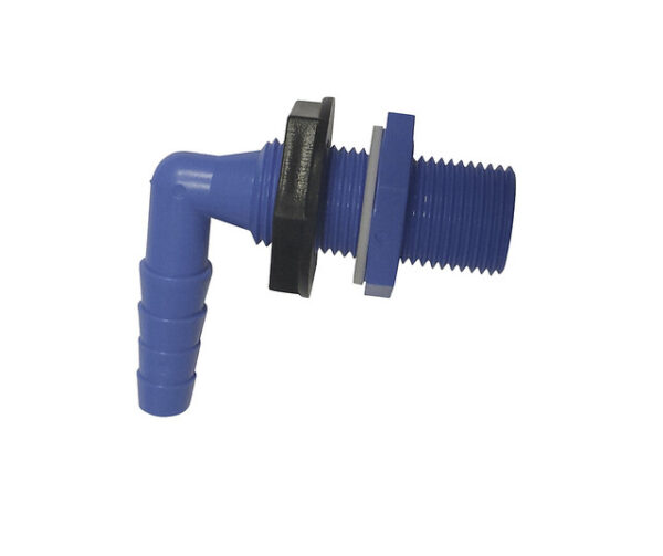 Winkel- Tankanschlussteil 1 / 2 Zoll x 10 / 12 mm beidseitig mit Dichtungen und Mutter Farbe rot