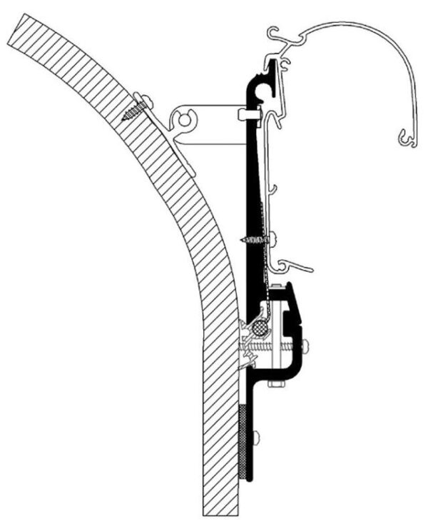 Adapter 3-tlg. zu Wandmarkise Thule Omnistor Serie 2 / 5 / 8 Van Adapter