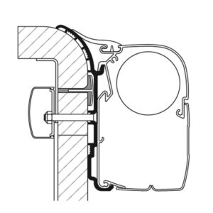 Adapterschiene 450 cm zu Wandmarkise THULE Omnistor Serie 5/8 passend für Bürstner