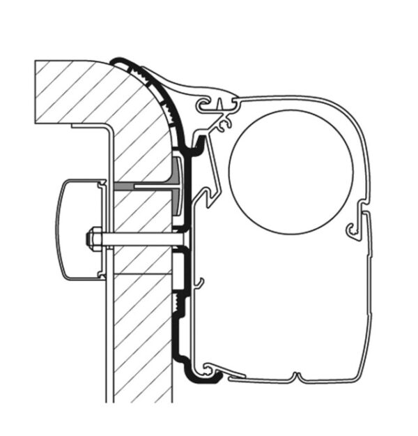 Adapterschiene 450 cm zu Wandmarkise THULE Omnistor Serie 5/8 passend für Bürstner