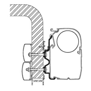 Adapterschiene 600cm Wandmarkise THULE Omnistor Serie 5/8 passend für Hymer Camp bis 2011