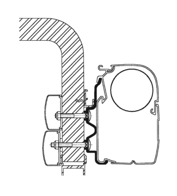 Adapterschiene 600cm Wandmarkise THULE Omnistor Serie 5/8 passend für Hymer Camp bis 2011