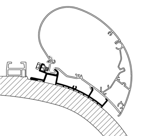 Adapterschiene THULE 350 cm für Dachmarkise Omnistor Serie 6 / 9, passend für Carthago Chic