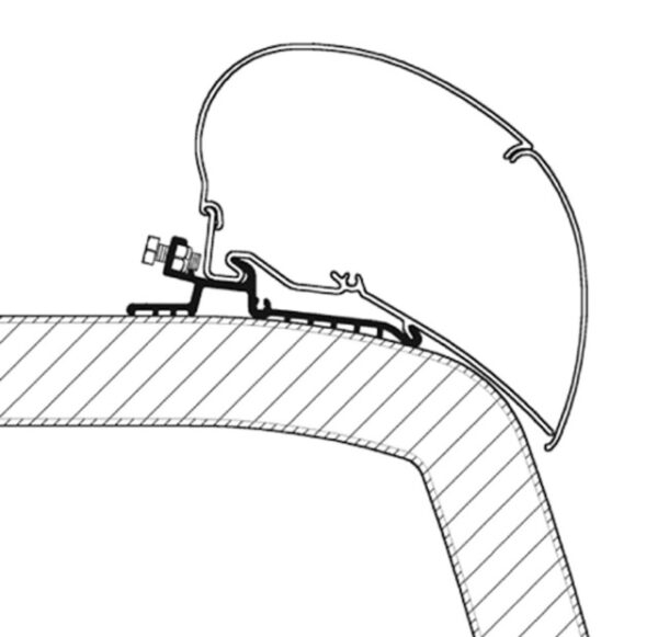 Adapterschiene THULE 500 cm für Dachmarkise Omnistor Serie 6 / 9, passend für Hymer SX