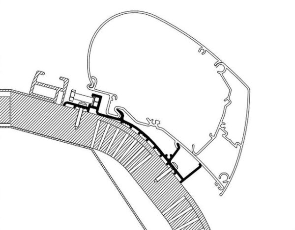 Adapterschiene THULE 500 cm für Dachmarkise Omnistor Serie 6 / 9, passend für Carthago C-Line ab 2014