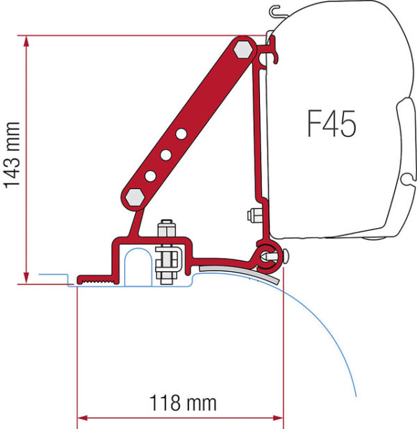 Adapterkit 2-tlg zu Wandmarkise FIAMMA F45 S/F45 L passend für Ducato/Jumper/ Boxer High Roof bis 06/2006