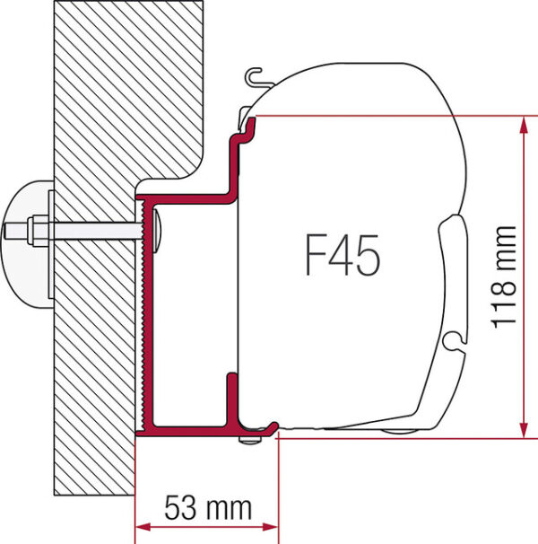 Adapter FIAMMA zu Wandmarkise F45 S / F45 L 350 cm passend für Eura Mobil Karmann