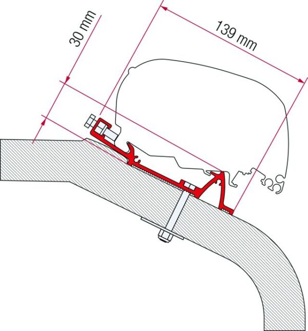 Adapter 370 cm passend für Dachmarkise FIAMMA F5 S / F65 L LMC / TEC
