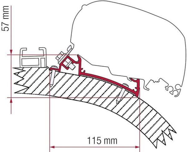 Adapter 450 cm Dachmarkise FIAMMA F5 S / F65 L p passend für Carthago Chic