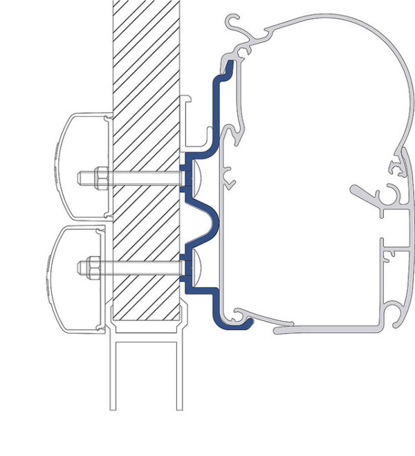 Adapter zu Wandmarkise Dometic Perfect Wall 11000 + 1500 550cm passend für Hymer Camp