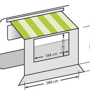 Universal Vorderwand, für Markisen 3,5 m Fb. grau 334 x 190 cm