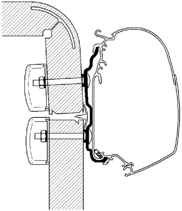 Adapterschiene 600 cm passend für Wandmarkise Thule Omnistor Serie 5 / 8 Hymer ExsisCamp´16 ab Bj. 2012