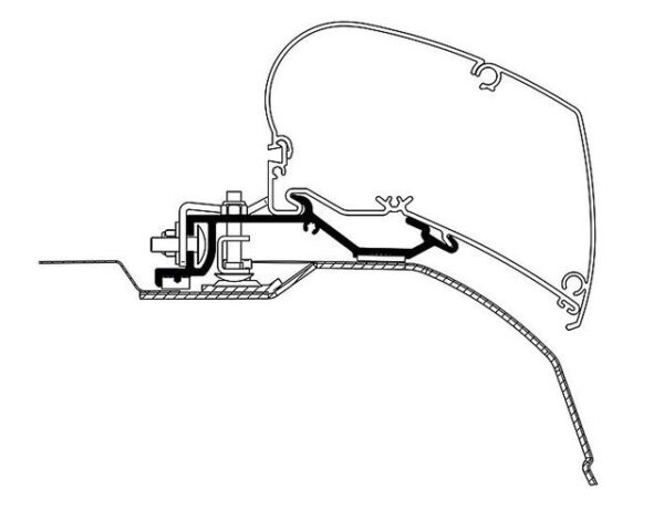 Adapterkit zu Dachmarkise für Thule Omnistor Serie 6 passend für Ducato, Jumper, Boxer ab 2007 für Markise 325 cm