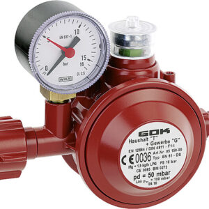 Niederdruckregler GOK Typ EN61-DS PS 16 bar 50 mbar 1,5 kg/h KLF x G 1 / 4 LH-KN